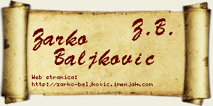 Žarko Baljković vizit kartica